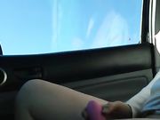 Masturbating in Car with Hands and Dildo