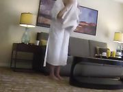 Blonde Girl Flashes Naked in Front of Room Service Guy