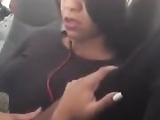 Black wife is fingered in her pussy and gets orgasm in airplane