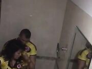 Couple is caught having sexual intercourse in public restroom by a stranger