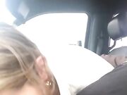 Spouse gives a fellatio and swallow load of semen in the car