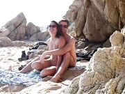 Voyeur amateur couple caught having sexual intercourse at the beach by passerby